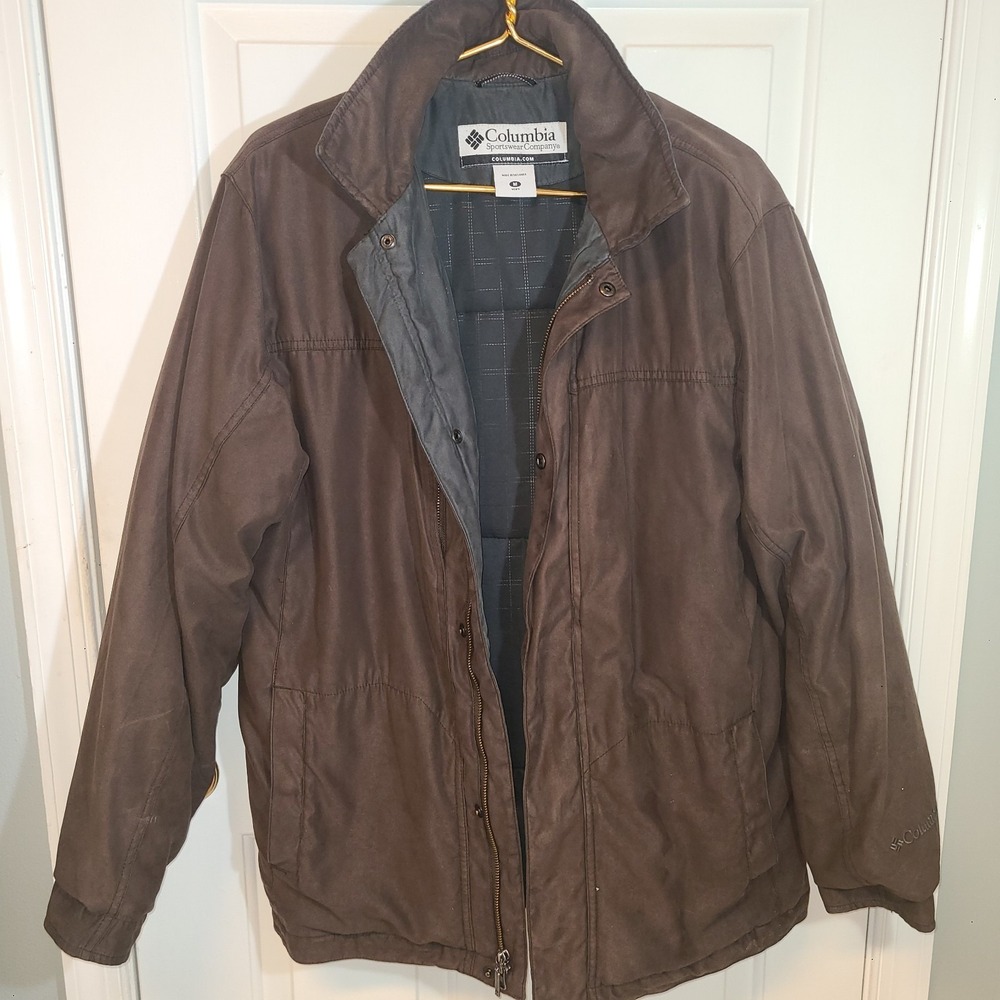 Columbia Men's Sportswear Jacket Dark Brown Zip Up Coat Classic Collar Quilted M